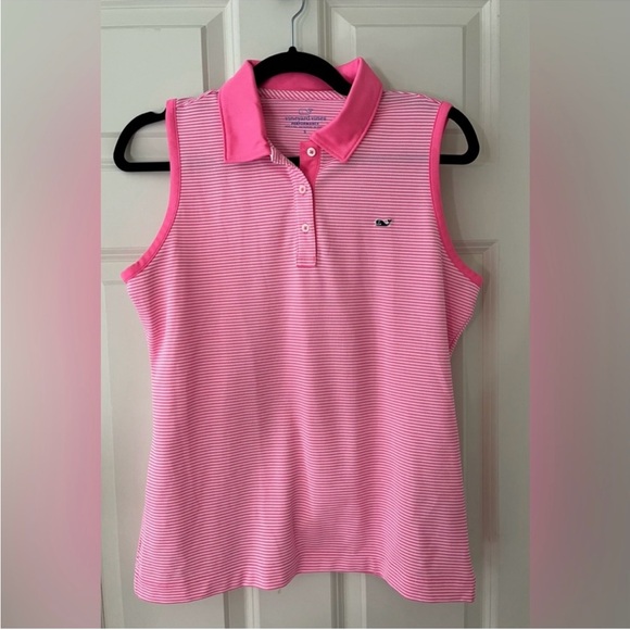 Women's Vineyard Vines Pink & White striped sleeveless top-golf/tennis size S - Picture 1 of 6